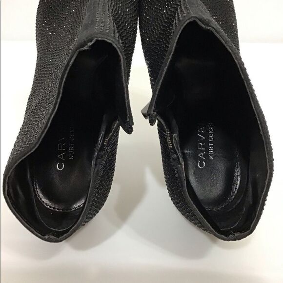 Kurt Keiger Black Giddy Embellished Open Toe 120mm Stiletto Heel Boots - Picture 6 of 11